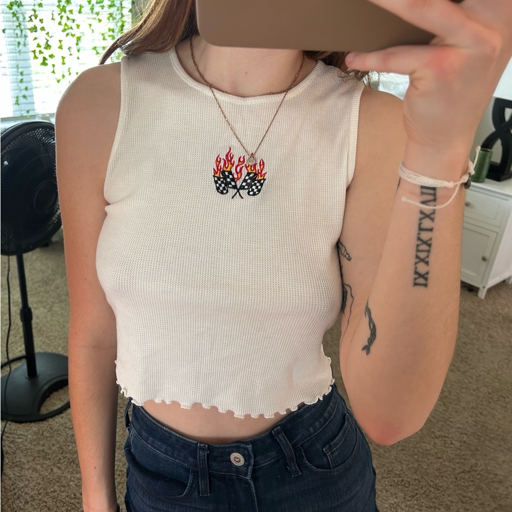 Cute cropped racing tank, worn once